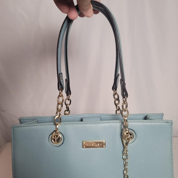 Anne Klein Coast Is Clear Ice Baby Blue Shoulder Bag Gold Hardware - Picture 2 of 15
